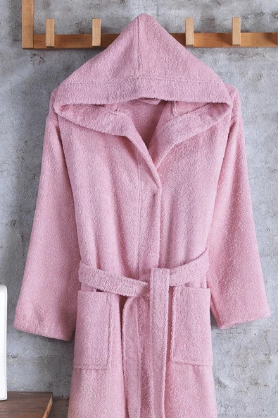 Zeynep Tekstil Pamuklu Kapşonlu Genç Bornoz Unisex Garson Boy Bornoz - 5