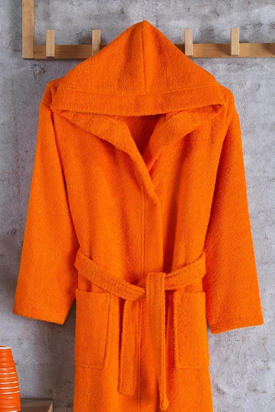 Zeynep Tekstil Pamuklu Kapşonlu Genç Bornoz Unisex Garson Boy Bornoz - 2