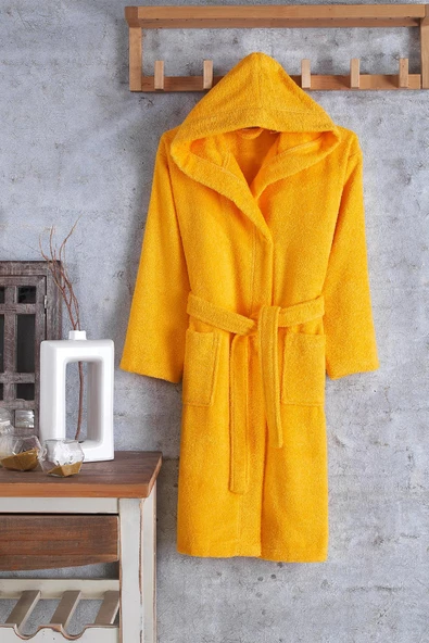Zeynep Tekstil Pamuklu Kapşonlu Genç Bornoz Unisex Garson Boy Bornoz - 7