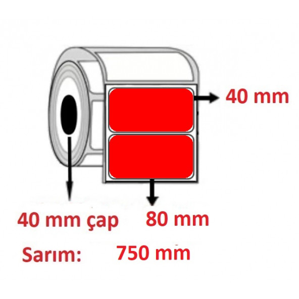 80X40 KUŞE ETİKET KIRMIZI ( 750 li )