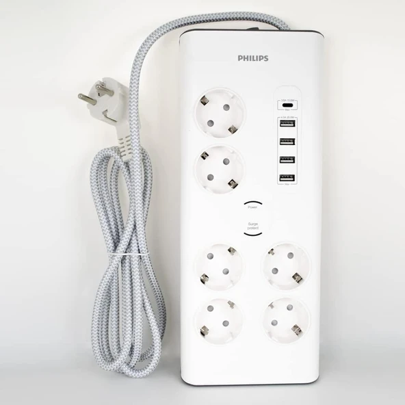 Philips SPN7060WA Akım Korumalı Priz 6'lı 900J 2m 4 USB 20W 1 Type-C 15W Standart - 4
