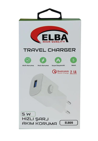 Elba Elb09 5W 2.1A Hızlı Şarj Akıllı Koruma Usb EV Şarj Kafa