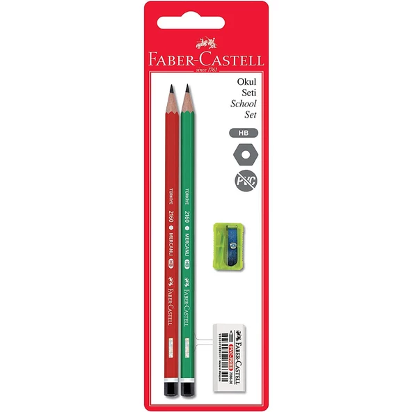 Faber Castell Okul Seti HB Kurşun Kalem + Silgi + Kalemtıraş