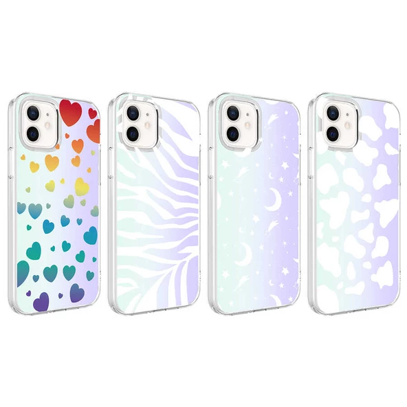 Apple iPhone 12 Kılıf Zore M-Blue Desenli Kılıf - Resim 6