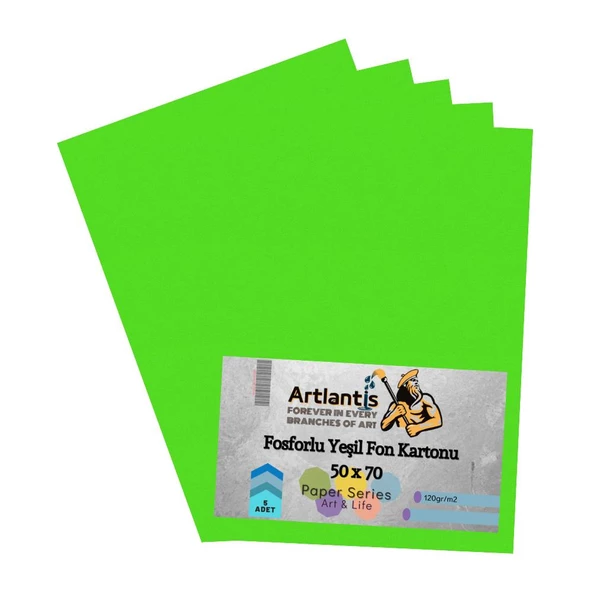 Fon Kartonu Fosforlu Yeşil 50x70 5 Adet Artlantis Fosforlu Fon Kartonu Yeşil 50*70 5 Adet