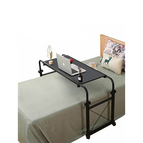 servetavcı Yükseklik Ayarlı ve Not Panolu Laptop Sehpası ve Çalışma Masası - Ceviz (Frenli Tekerli)