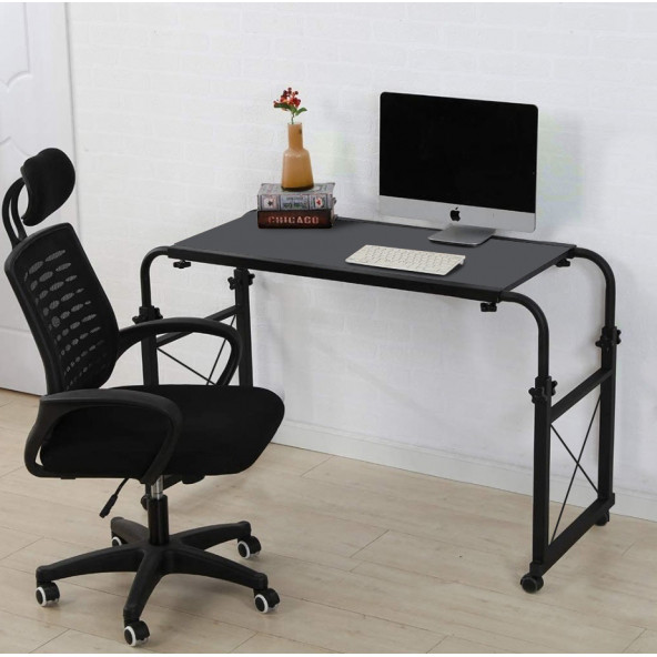 servetavcı Yükseklik Ayarlı ve Not Panolu Laptop Sehpası ve Çalışma Masası - Ceviz (Frenli Tekerli) - 2