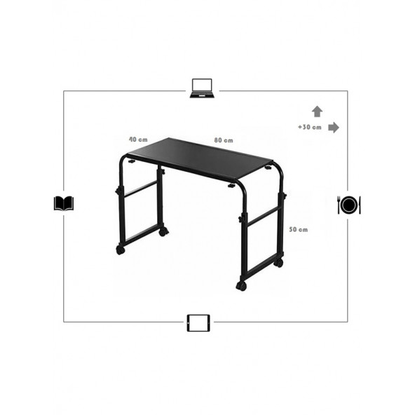 servetavcı Yükseklik Ayarlı ve Not Panolu Laptop Sehpası ve Çalışma Masası - Ceviz (Frenli Tekerli) - 3