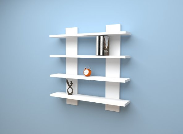 Dekoratif H Model Raf Beyaz - 2