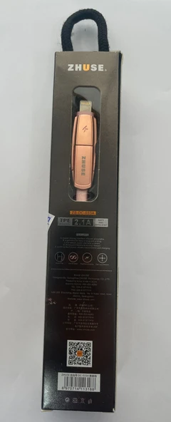 ZHUSE İOS ve USB Başlıklı Şarj Kablosu 2.1 Amper