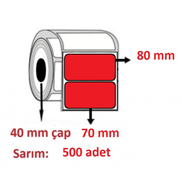70x80 KUŞE ETİKET KIRMIZI( 500lü )