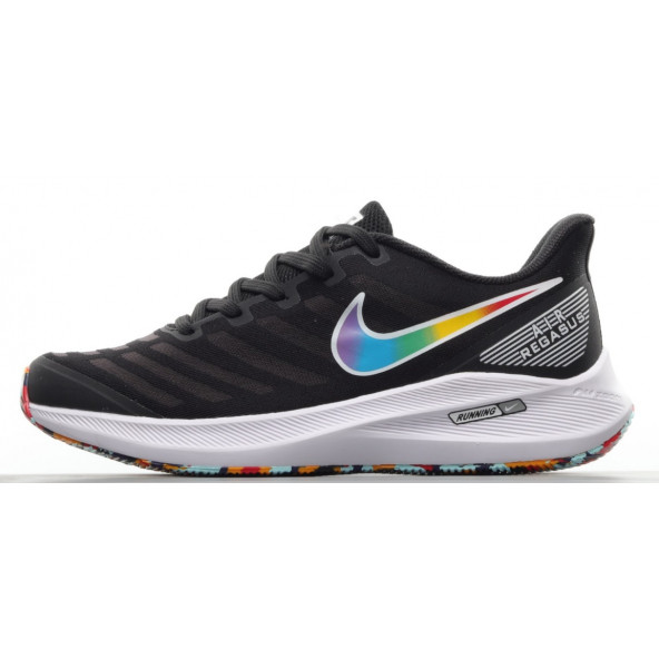 Nike LunarGlide 8 Running Shoes Black Rainbow Swoosh