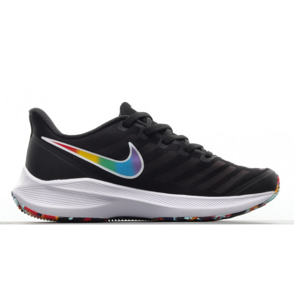 Nike LunarGlide 8 Running Shoes Black Rainbow Swoosh - 3