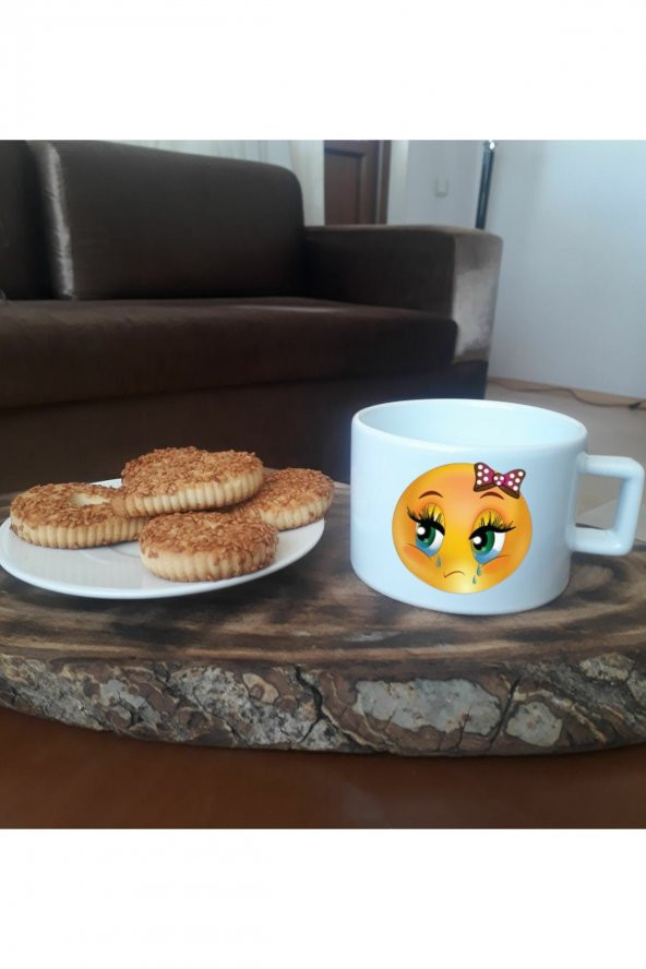 Üzgün Surat  temalı  tasarım Baskılı  çay kahve fincan modelleri - 1
