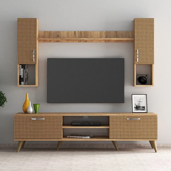 Mega 180 lik Kapaklı Raflı Tv Ünitesi Çam Hazeran Kapaklı - TVU0204 - 2