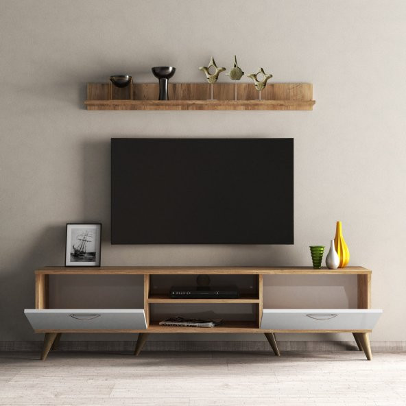 Mega 180 lik L Raflı Tv Ünitesi Çam-Beyaz  - TVU0103 - 3