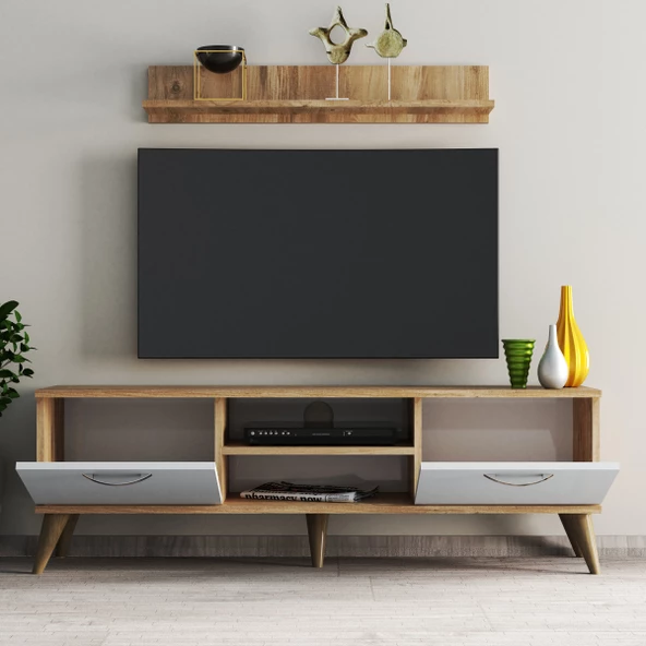 Safir 138 lik L Raflı Tv Ünitesi Çam - Beyaz  - TVU0403 - 3