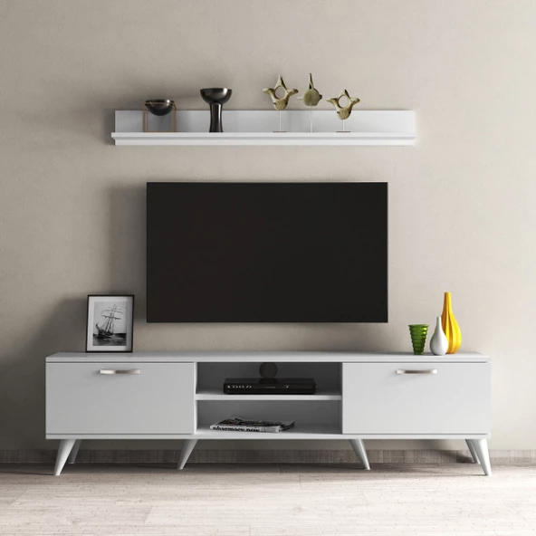 Mega 180 lik L Raflı Tv Ünitesi Beyaz - TVU0101 - 2