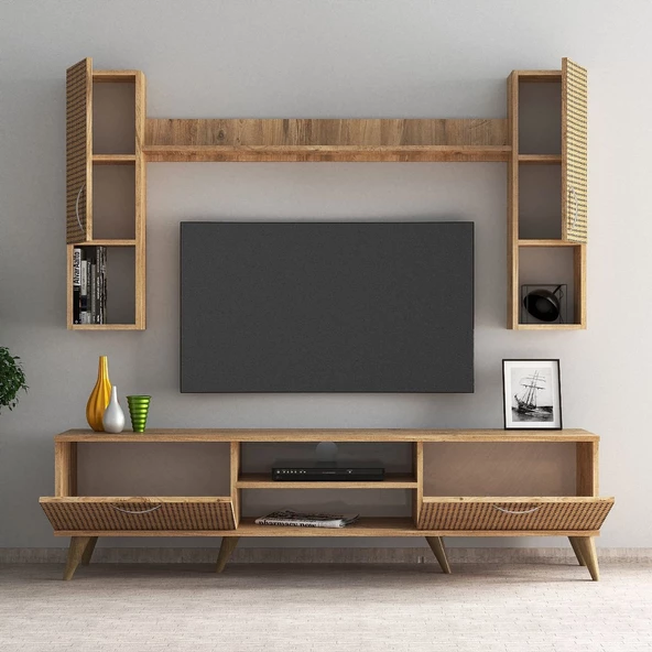 Mega 180 lik Kapaklı Raflı Tv Ünitesi Çam Hazeran Kapaklı - TVU0204 - 3