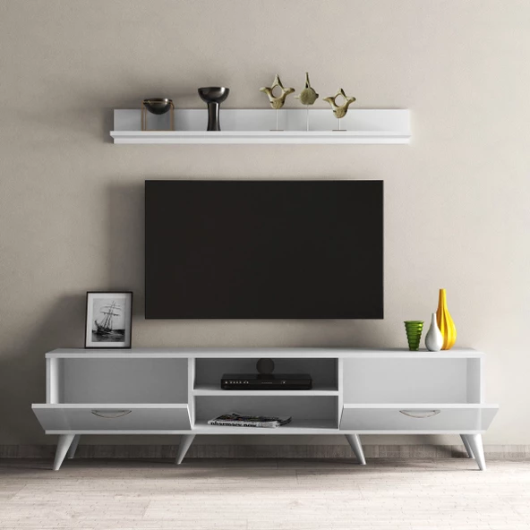 Mega 180 lik L Raflı Tv Ünitesi Beyaz - TVU0101 - 3