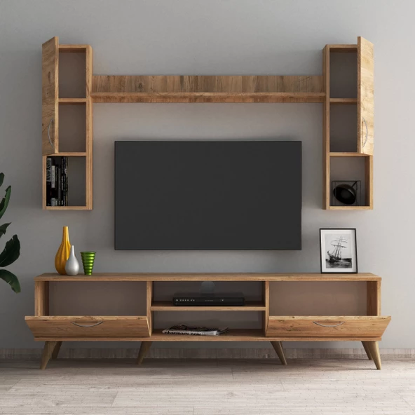 Mega 180 lik Kapaklı Raflı Tv Ünitesi Çam - TVU0202 - 3