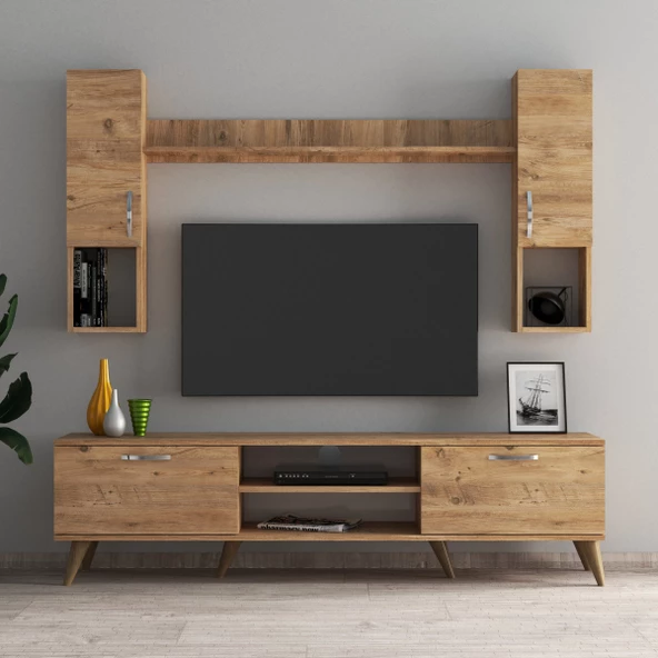 Mega 180 lik Kapaklı Raflı Tv Ünitesi Çam - TVU0202 - 2