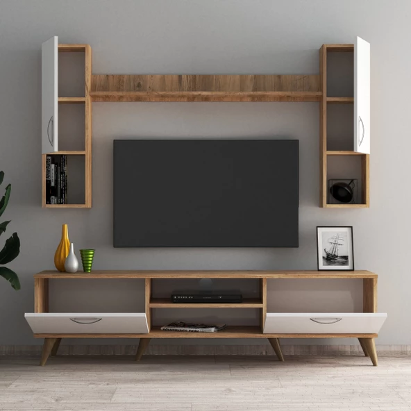 Mega 180 lik Kapaklı Raflı Tv Ünitesi Çam Beyaz - TVU0203 - 3