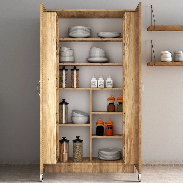 Büyük Boy 2 Kapılı Erzak Dolabı Çam Hazeran Kapaklı- ERC0104 - 3