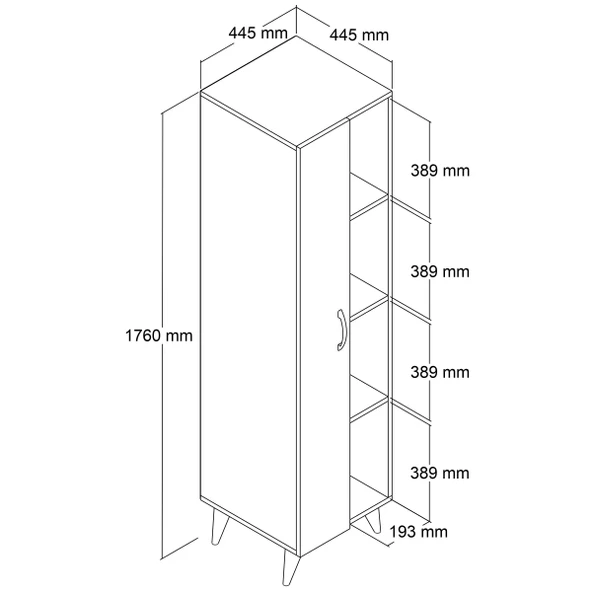 Tek Kapılı Raflı Ütü Masası Dolabı Çam - BDL0302 - 4