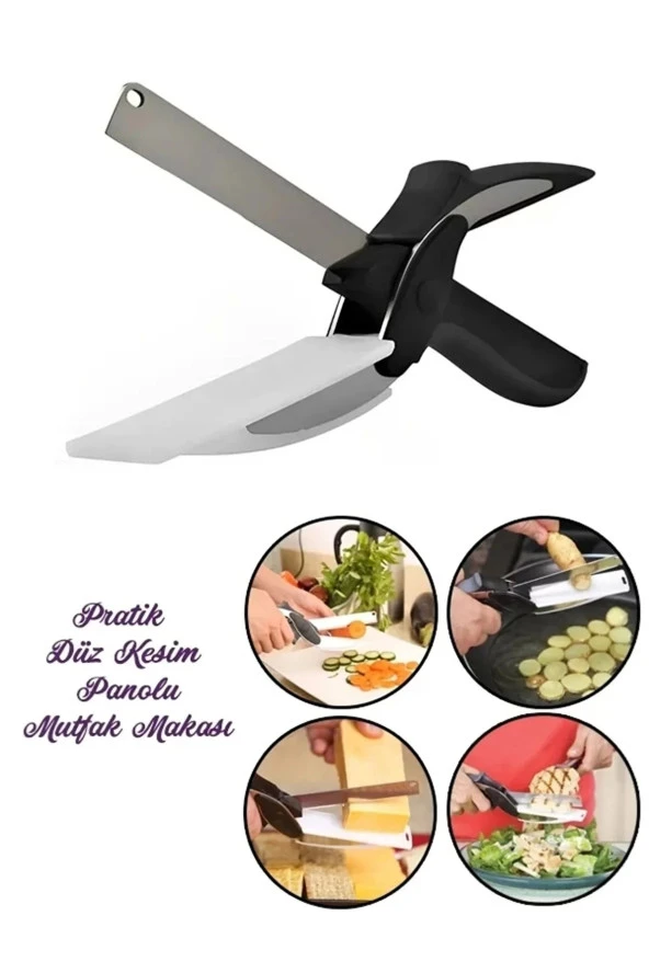 Panolu Mutfak Makası Salata Sebze Et Kesme Pratik Tahtalı Makaslı Bıçak Clever Cutter Knife