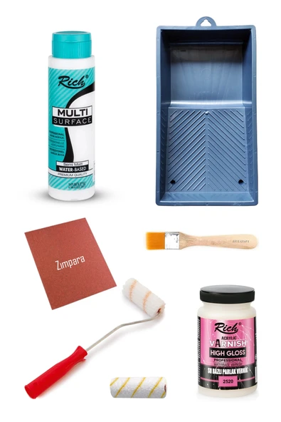Rich Multi Surface Antik Beyaz 500cc Dolap Boyama Seti Mobilya Boyası Ahşap Boya Parlak Vernik 250