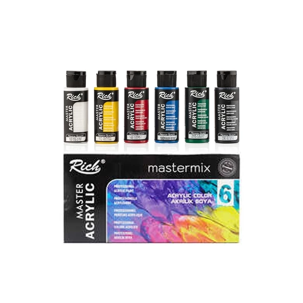 Mastermix Akrilik Boya Seti 60 cc 6 Ana Renk Tuval Seti 25x35 Tuval Mini Şövale Seti - 2
