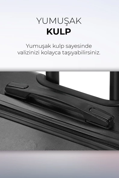 Polo&Sky Elmas Model Füme Renk 2'li Valiz Seti (Kabin+Orta) - 4