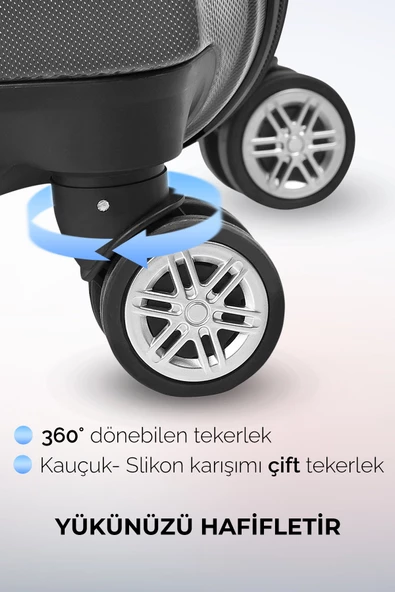 Polo&Sky Elmas Model Füme Renk 2'li Valiz Seti (Kabin+Orta) - 5