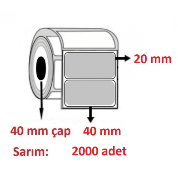 40X20 SILVER MAT ETİKET ( 2000 li )
