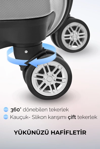 Polo&Sky Petek Model Füme Renk Kabin Boy Valiz - Resim 5