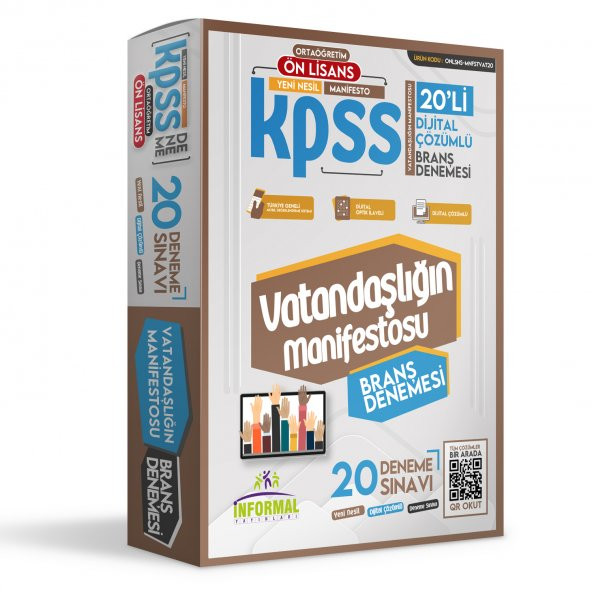 2024 KPSS Ön Lisans-Ortaöğretim Vatandaşlığın Manifestosu 20li Dijital Çözümlü Branş Denemesi