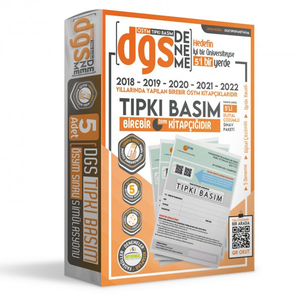 2023 DGS ÖSYM Çıkmış Soru Tıpkı Basım Türkiye Geneli Dijital Çözümlü 5li DENEME PAKETİ