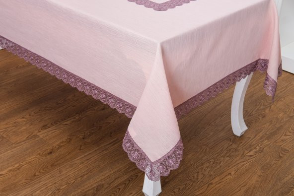 Finezza Jena Lüx Dantelli Simli Keten Kumaş Pudra Masa Örtüsü  160x220 cm-1471 - 2