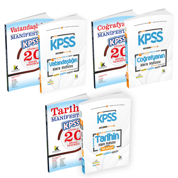 2023 KPSS Tarih TEK-Coğrafya-Vatandaşlık Karakutu-MANİFESTO Branş Deneme-Soru Bankası  6lı Paket Seti