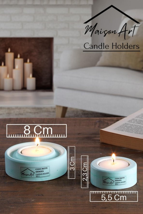 Holder | 4Lü Set Mumluk | Tea Light Mumluk Seti | Lila-Yeşil - 3