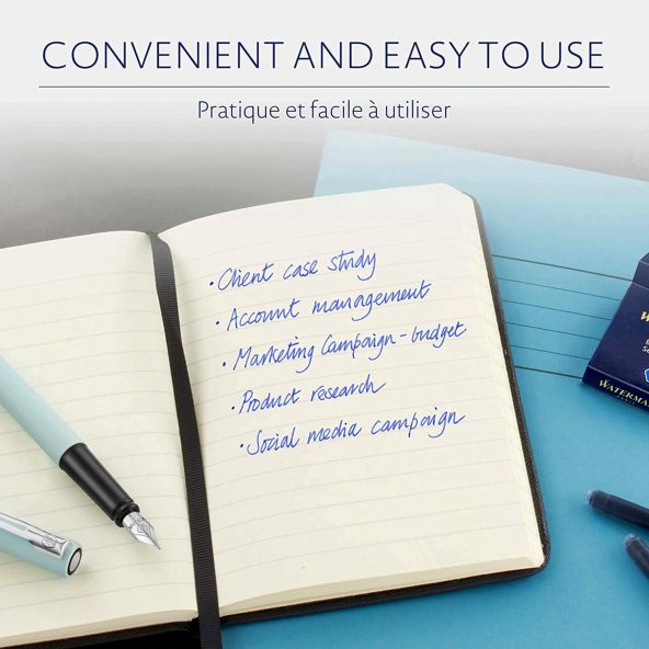 Waterman Mavi 8 Li Uzun Kartuş Mavi Siyah S0110910 - 6