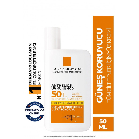 La Roche Posay Anthelios Uvmune Fluid Spf 50 Tüm Ciltler Için Yüksek Korumalı Yüz Güneş Kremi