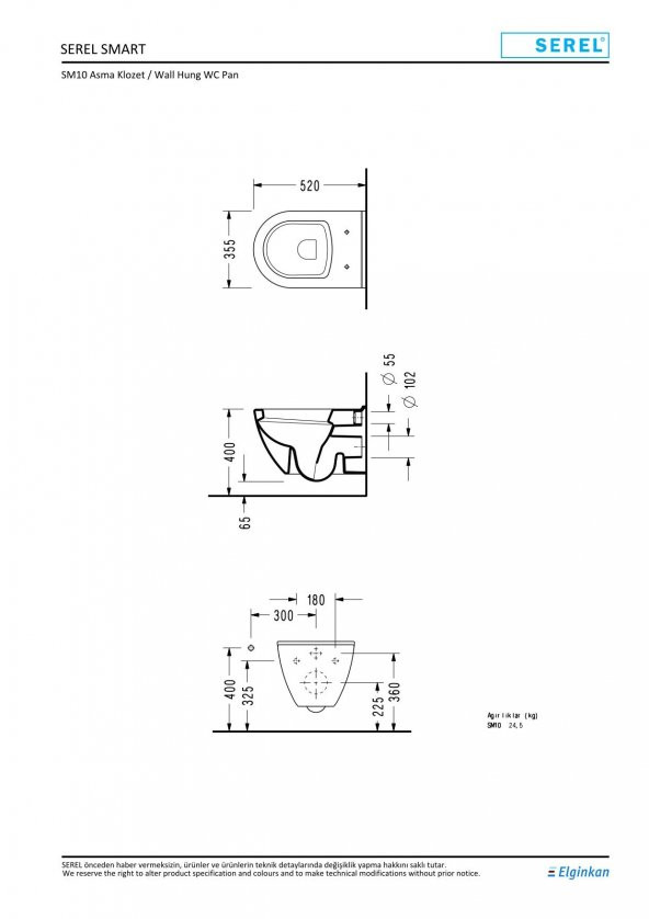 Serel Smart 52 Cm Asma Klozet SM10ODS110H - 2