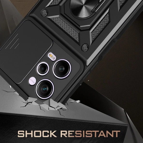 Gpack Xiaomi Redmi Note 12 5G Kılıf Sert Silikon Tank Aramid Sürgülü Vega Yüzüklü - 2