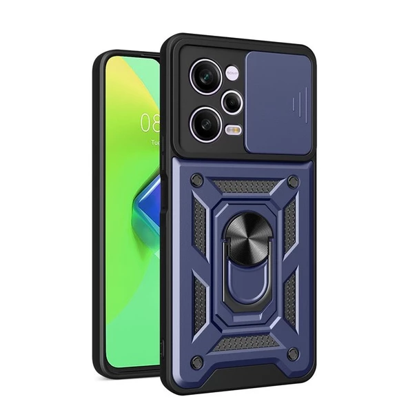 Gpack Xiaomi Redmi Note 12 5G Kılıf Sert Silikon Tank Aramid Sürgülü Vega Yüzüklü - 5