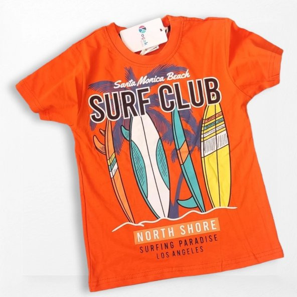 Surf Club Yazı Desenli Turuncu Renk Şortlu Takım - 2