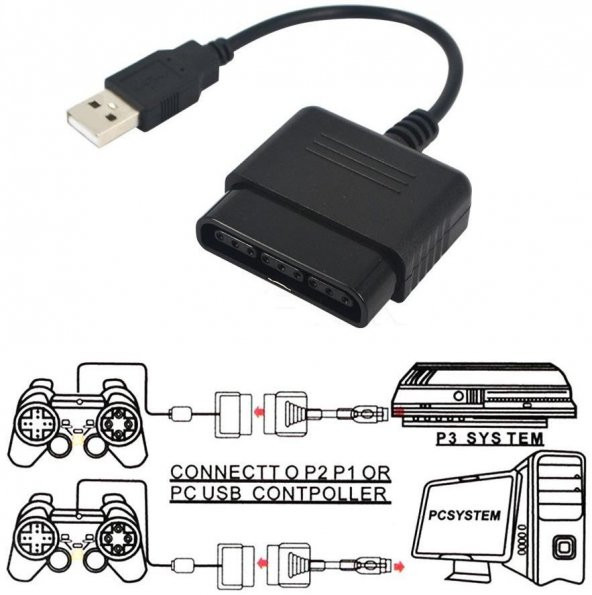 USB To Ps2 Pc Bilgisayar Oyun Kolu Çevirici Dönüştürücü - 2