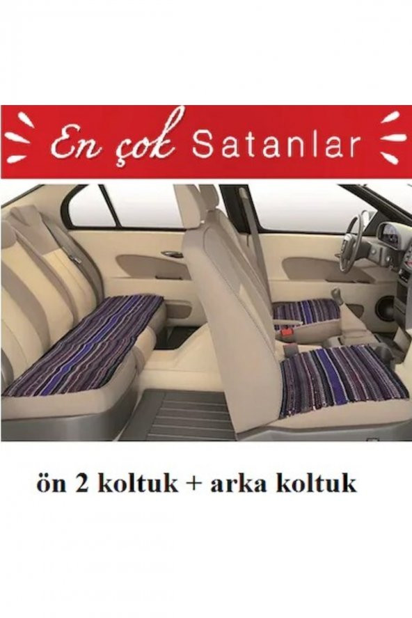 Redno Oto Koltuk Kilimi Koltuk Örtüsü Serme Minder Kilim El Dokuma Ön 2 Parça Arka 1 Parça