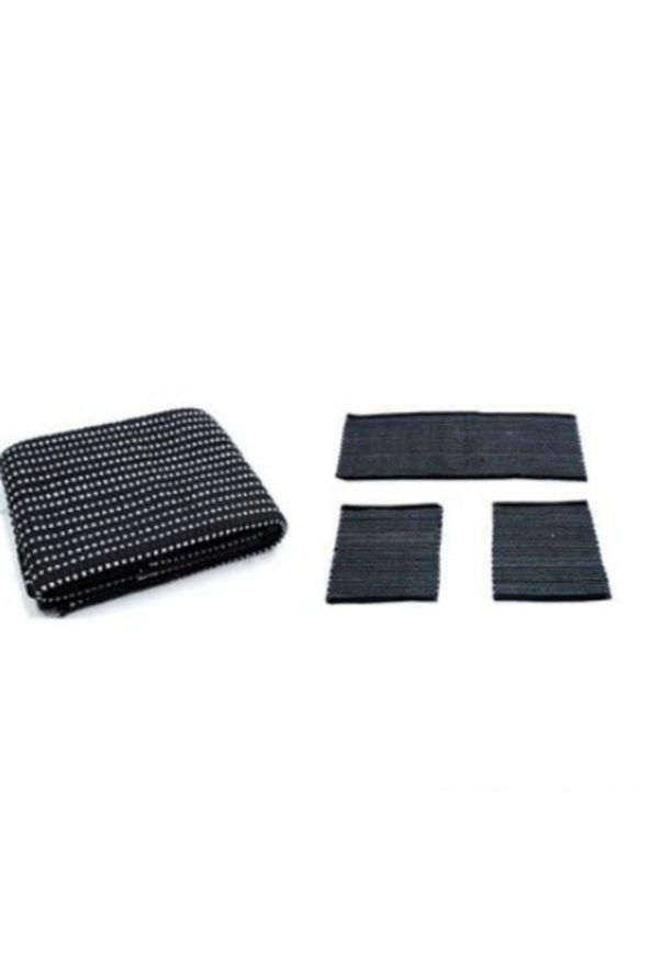Point Oto Koltuk Serme Kilim Minder Siyah Beyaz 3 Lü Takım Set